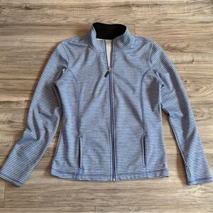 3/$25 Sporty Chic Blue Striped Zip-Up Jacket | Size M | Sleek & Flattering Fit